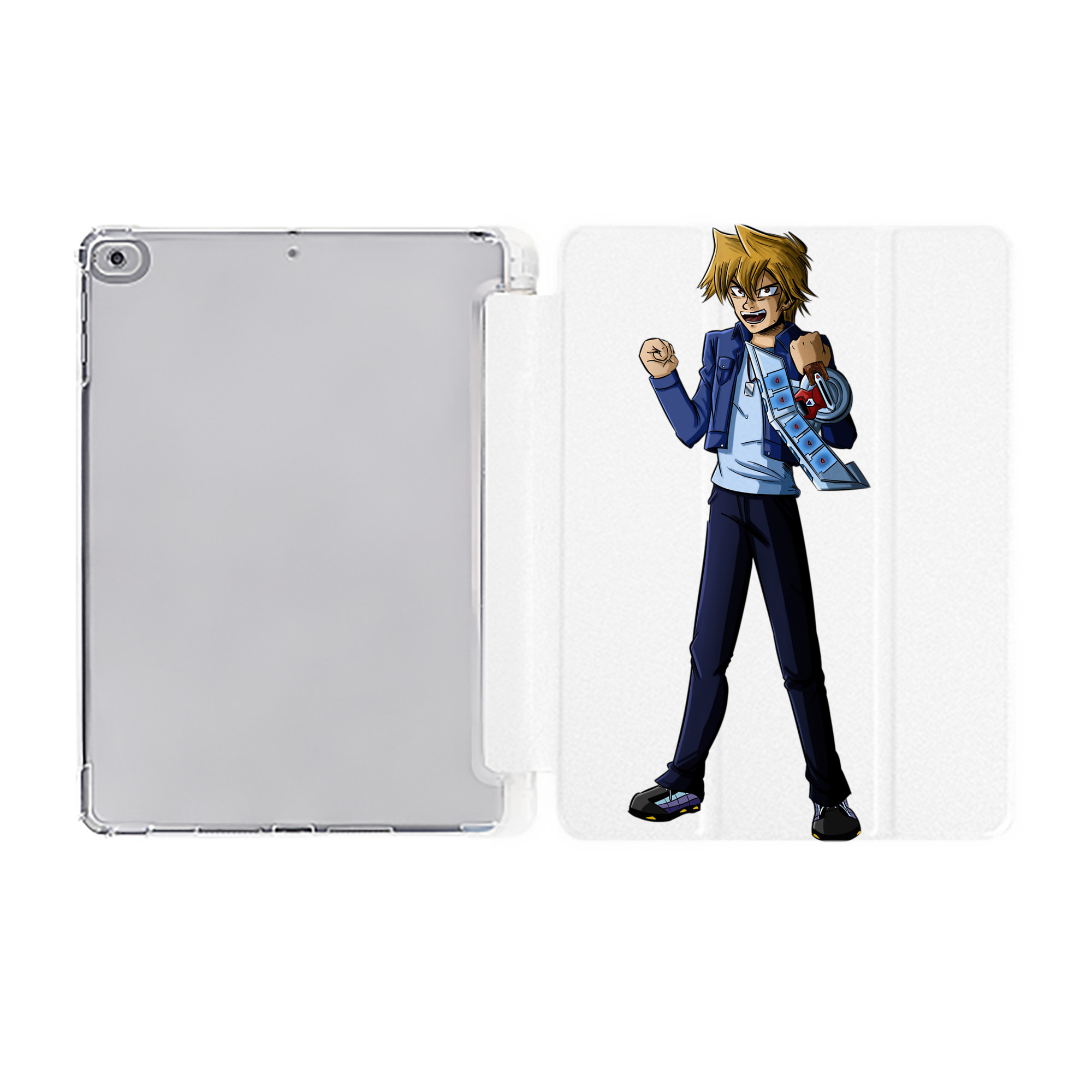 （画像用） 遊☆戯☆王 Yu-Gi-Oh! IPad ケース ペン収納付き 三つ折りスタンド PUレザー×シリコン 対応機種9.5/10.5/10.9インチ